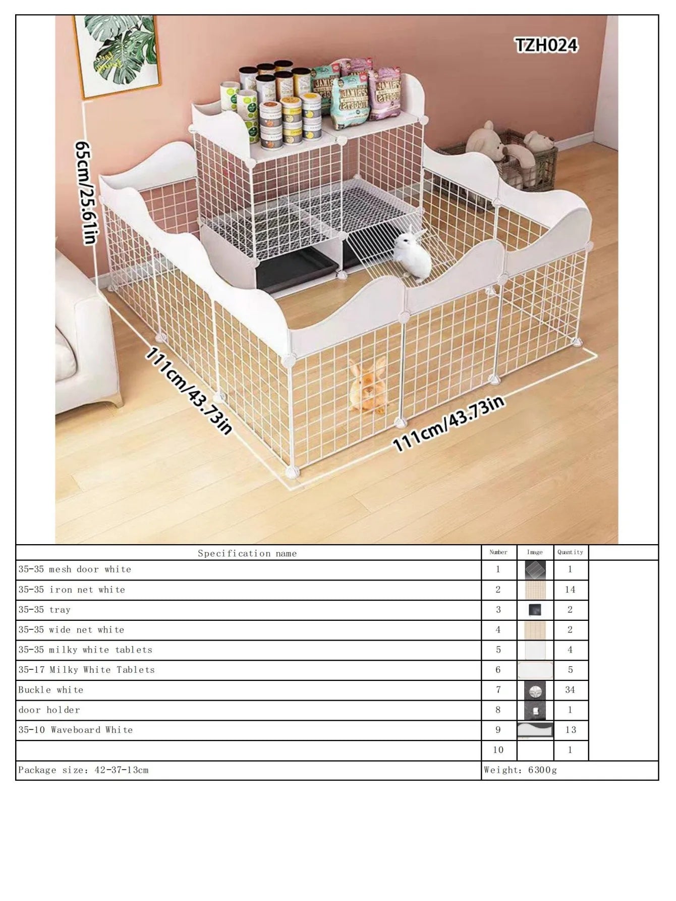 Rabbit Cage, Indoor Rabbit Cage for Home Use, Anti-Urination, Large Pet Enclosure, Double-Layer Small Pet New Type House