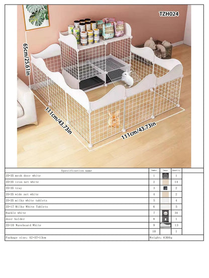 Rabbit Cage, Indoor Rabbit Cage for Home Use, Anti-Urination, Large Pet Enclosure, Double-Layer Small Pet New Type House
