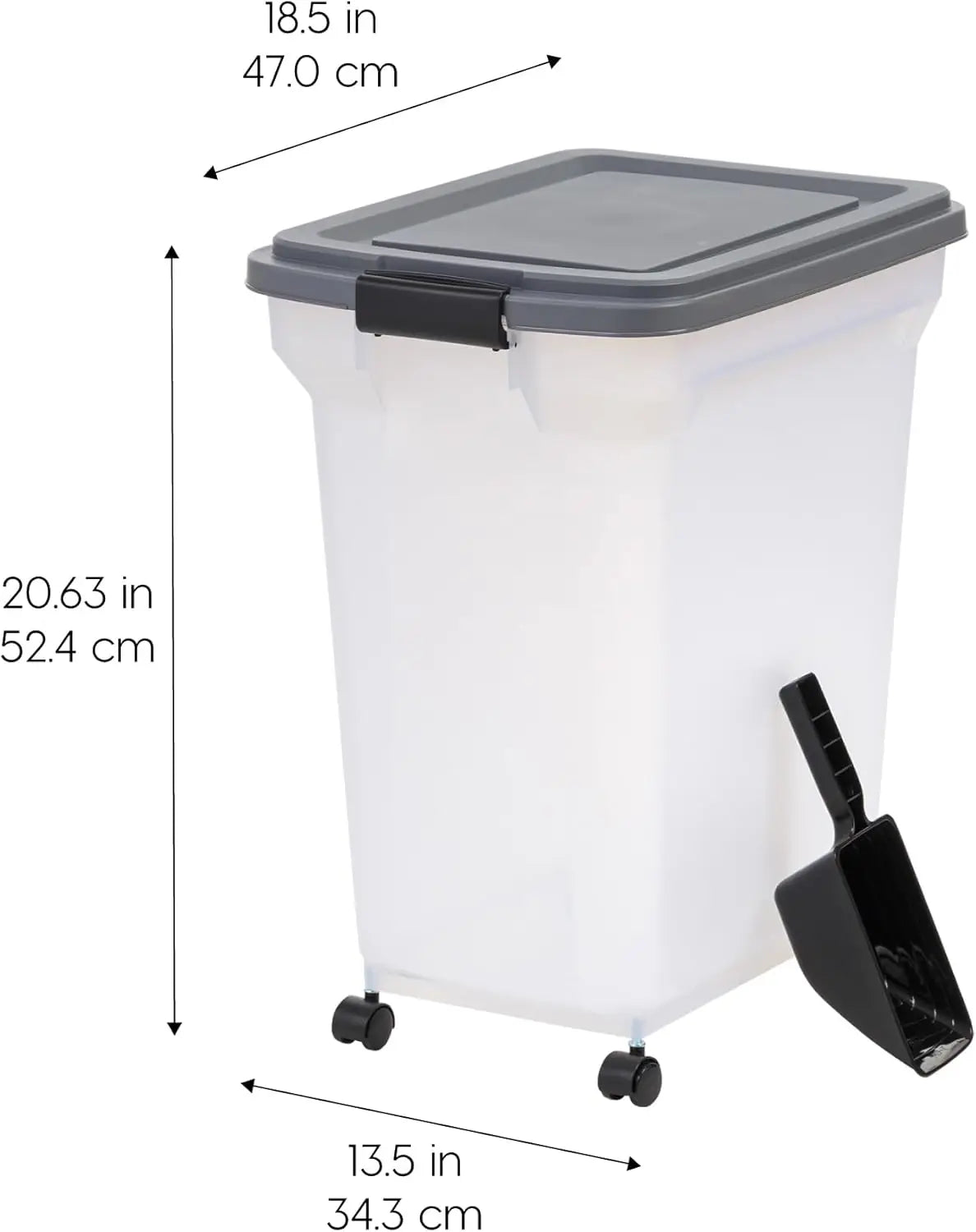 Dog Food Storage Container 40 lbs, Attachable Wheels, & Included Scoop, for Dog Cat Birds and other Pets, Food Storage Bin, Keep