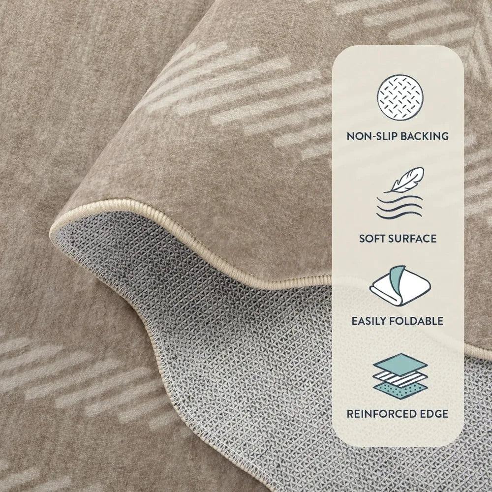 Scalloped Washable Rugs 8x10, Soft 8x10 Area Rugs for Living Room Bedroom, Modern Non-Slip Stain Resistance Large Ultra-Thin Th