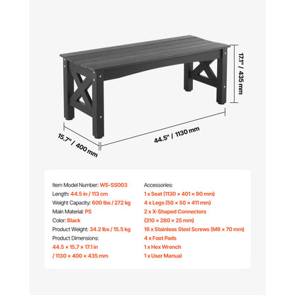 Outdoor Bench Wooden Metal Garden Bench for Outdoors 480 lbs Load Capacity Bench Outdoor Garden Park Bench