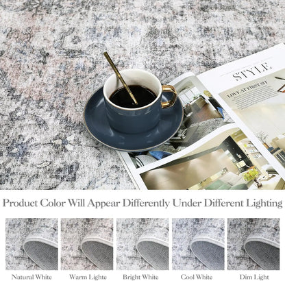 Washable Area Rug Stain-Resistant Throw Rug Indoor Carpet with Non-Slip Backing Foldable non-