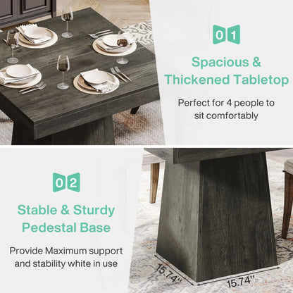 Square Dining Table for 4, 31.5-Inch Kitchen Table Small Dinner Table with Sturdy Pedestal Base