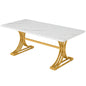 63-Inch Rectangular Dining Table for 4 to 6, Modern Kitchen Table with Faux Marble Table Top, White Dinner Tables