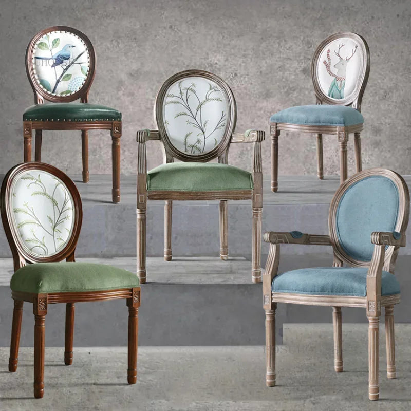 European Retro Dining Chairs Restaurant Old Solid Wood Stool Furniture Diffuse Cafe Hotel New Chinese Designer Fashion Chair