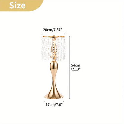 2/10 Pieces 21.3 Inch High Crystal Flower Stand, Wedding Centerpiece Crystal Flower Metal Vase, Christmas Halloween Decoration