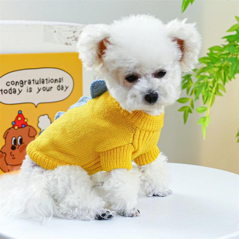 Halloween Party Pet Clothes Dinosaur Shaped Sweaters Outfits Warm Knitted
