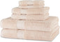 6 Piece Oversized 100% Cotton Bathroom Towel Set Fade Resistant Soft Absorbent 2 Bath 2 Hand 2 Washcloths Black