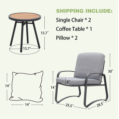 3 Piece Rocking Bistro Set Wicker Patio Outdoor Furniture Porch Chairs Conversation Sets with DPC Coffee Table