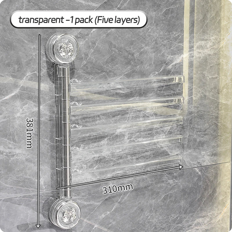 Bathroom Towel Pole Non Perforated Wall Mounted Suction Cup Storage Rack Bathroom Multi Pole Rotating Towel Storage Rack
