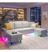 RPD4-LED Couches for Living Room.Modular Sectional Sofa Set Storage Ottomans.Oversized U Shapped