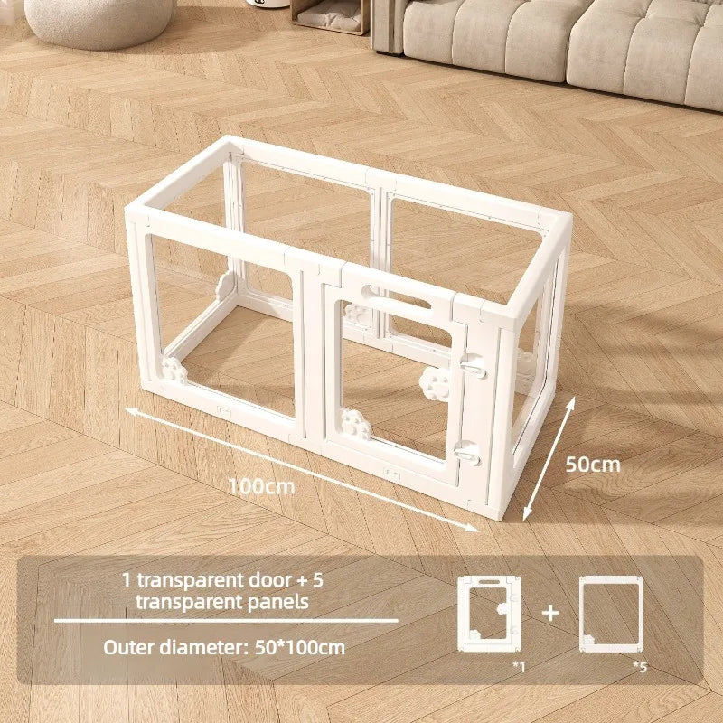 Transparent Pet Fence Indoor Small Dogs Enclosure Free Combination Anti-Escape Puppy Playpen Sturdy Pet Barrier Cage with Door