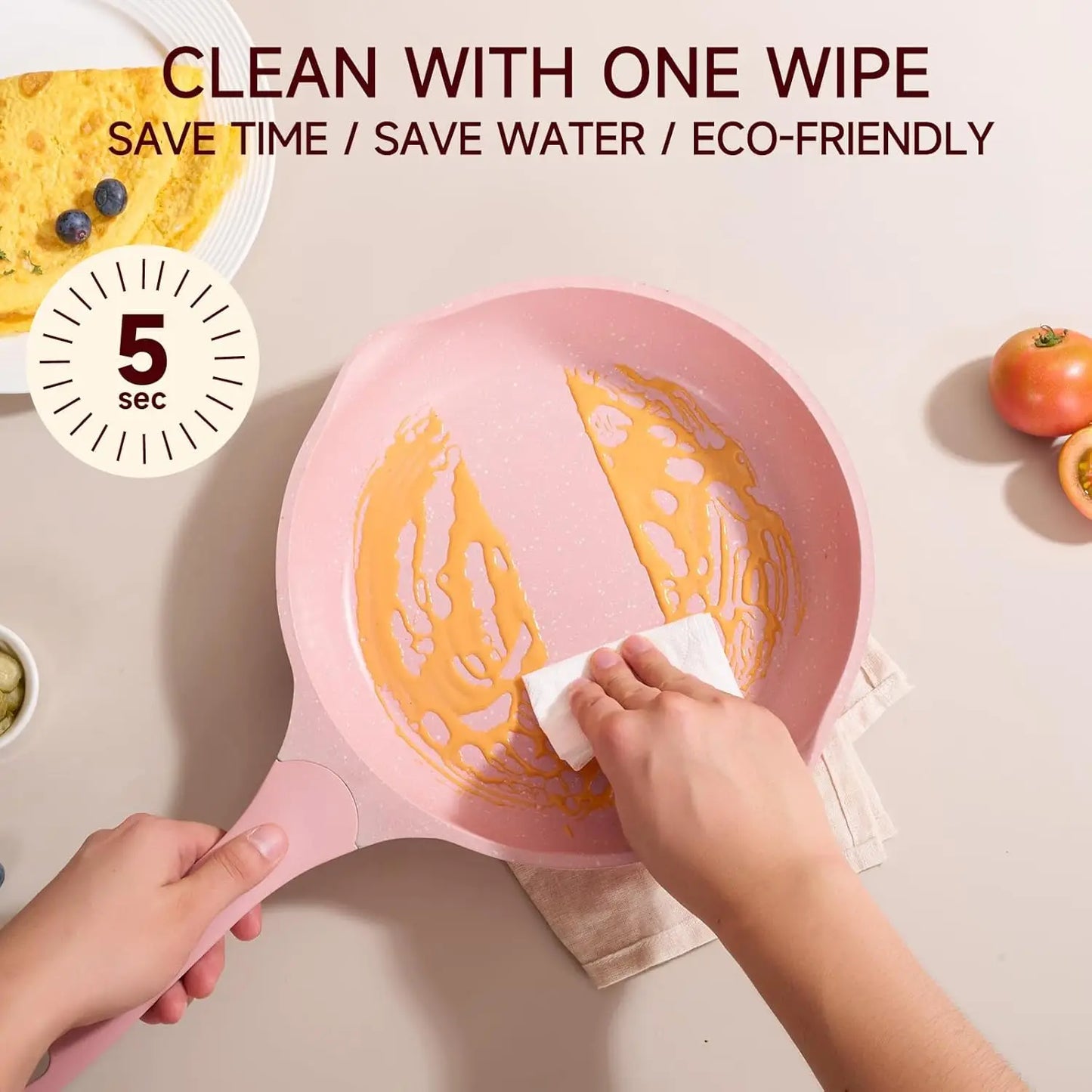 Pink Pots and Pans Set Nonstick 23pcs, Healthy Kitchen Cookware Sets, Induction Cooking Set Pink Frying Pans, Saucepans, Sauté &