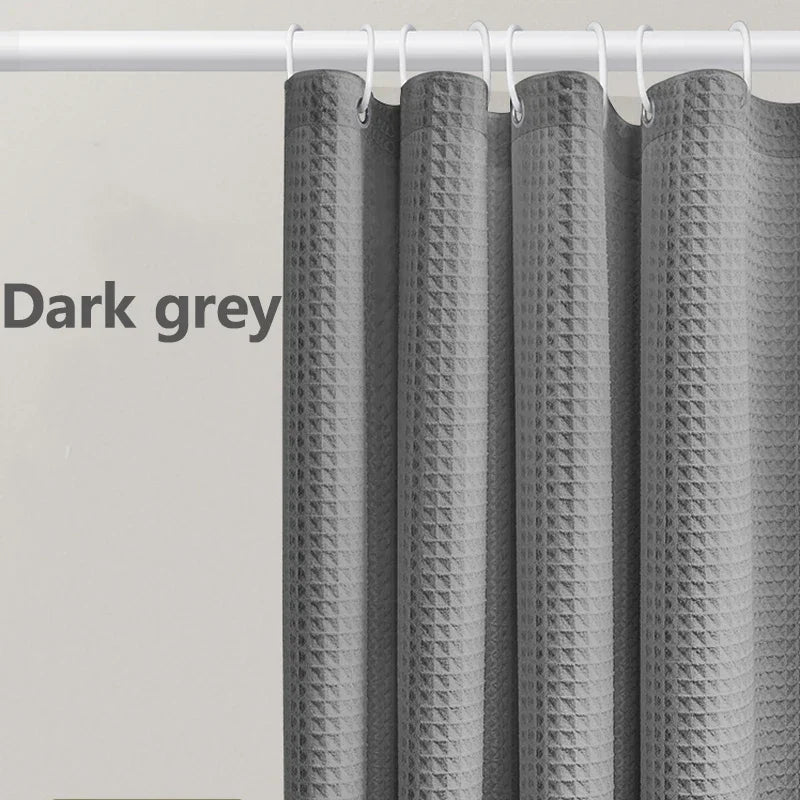 Thickened Waffle Solid Color Shower Curtain, Non-porous Double-sided Waterproof and Mildew Shading Suitable for Toilet, Bathroom