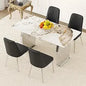 5-Piece Rectangular Faux Marble Dining Set with 4 White Chairs