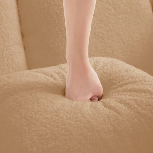 Modular Sectional Sofa with Teddy Velvet - Ergonomic Design, Non-Slip Bottom, No Assembly, Soft Fluffy Fabric for Living Room