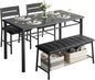 IRONCK Dining Table Set for 4, Kitchen Table and Chairs Set for Small Space, Kitchen Table with Upholstered Bench and 2 Chairs