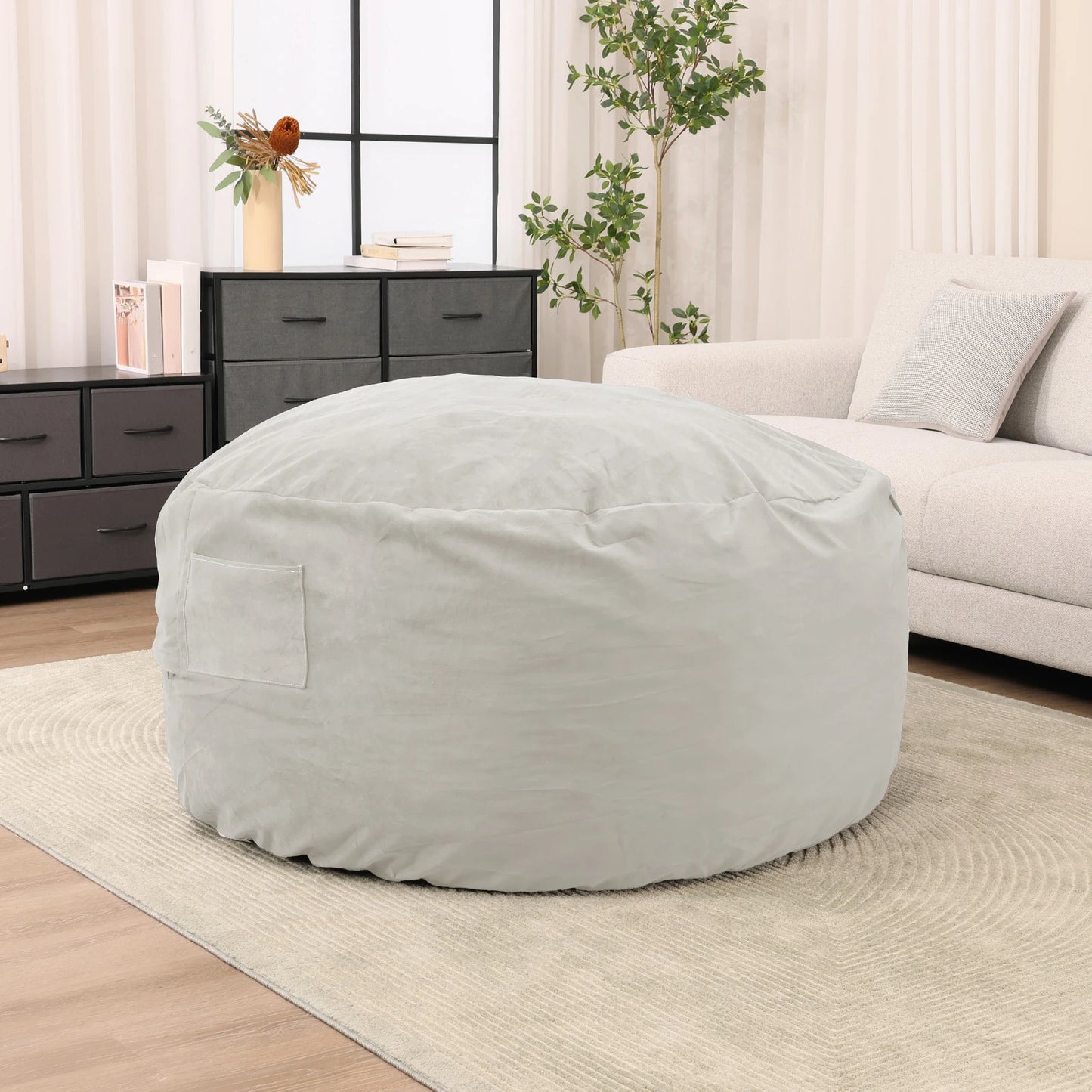 Oversized 3/4FT Bean Bag Chair for Gaming Reading Lazy Sofa Foam Filled Couch with Removable Cover