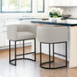 Counter Height Bar Stools Set of 2, Modern Barrel Counter Stools with Backrest and Arms