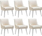 Dining Chairs Modern Style Velvet Upholstered Accent Chair Vanity Chair with Vertical Bar Tufted Chair with Silver Legs Set of 6