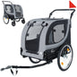 Ye 2-in-1 Bike Trailer & Pet Stroller for Dogs up to 100lbs - Foldable with 2 8" Front Casters, 20" Quick Release Air-Filled Wheels, Breathable Mesh, PVC Rain Cover, Dark Blue