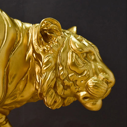 Resin Desktop Tiger Statue Crafts Ornaments Gold American Tiger Sculpture Christmas Gift Collectibles for Home Living Room Decor