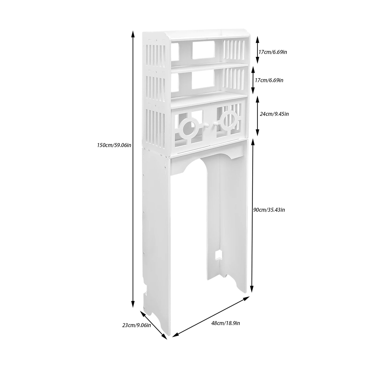 Bathroom Floor Cabinet 4 Tier Over The Toilet Storage Cabinet Bathroom Organizer 48x23x150cm