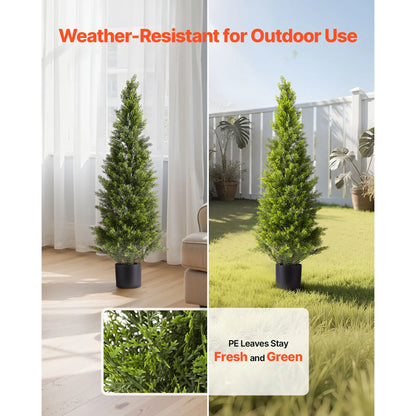 Artificial Topiary Cedar Trees 36/48in 2 Set Faux Pine Shrubs Plants Fake Silk Tree Easy Assembly for Decor Christmas