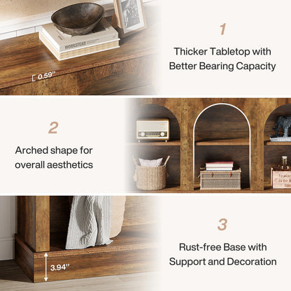 Farmhouse Console Table, 63-Inch Long Entryway Table with 3 Tier Storage, Wooden Rectangular Sofa Table