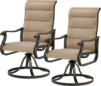 Patio Swivel Chairs Set of 2, Outdoor Dining Chairs High Back with Padded All Weather Breathable Textilene, Metal Rockin