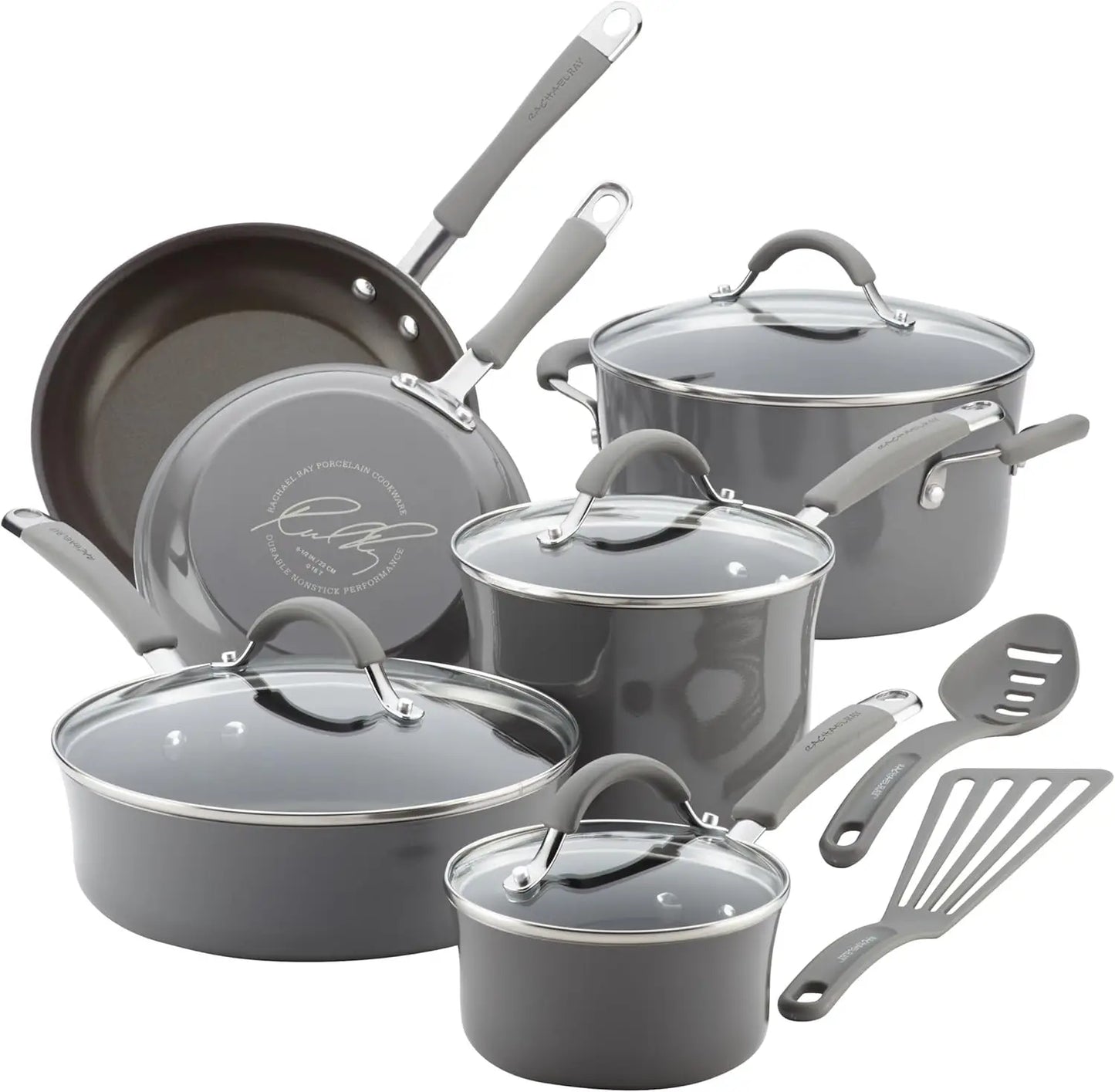 Cucina Nonstick Cookware Pots and Pans Set, 12 Piece, Lavender Purple, Cookware Sets