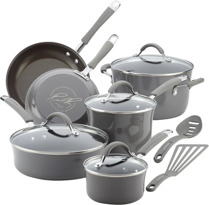 Cucina Nonstick Cookware Pots and Pans Set, 12 Piece, Lavender Purple, Cookware Sets