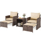 5-Piece All-Weather Pe Rattan Patio Set, High Back Chairs With 2 Ottomans & Table, Soft Cushions For Garden & Porch