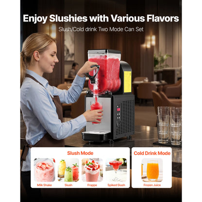 6L/1.6Gal Slushie Machine Commercial Slushy Maker Frozen Drink Maker w/ Self-Cleaning for Restaurants Bars for Slushie