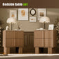 Set of 2 Fluted Nightstands w/ Charging, 2-Drawer End Tables w/ Reinforced Legs, Whitewashed Oak for Bedroom