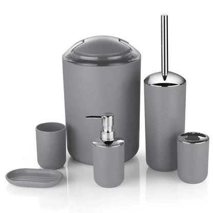 Luxury Bathroom Set Multipurpose Soap Dispenser Toothbrush Holder Toilet Brush Trash Can Soap Dish Home Bathroom Set 4/6pcs Pack