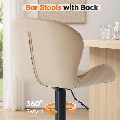 Ergonomic Modern 360° Swivel Dining Chairs Set of 2 Adjustable Fabric Upholstered   For Kitchen Island