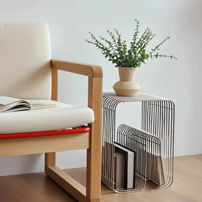 Modern Scandinavian Metal  Table Living Room Furniture Sleek  Side Table Minimalist Storage for Magazines and Books