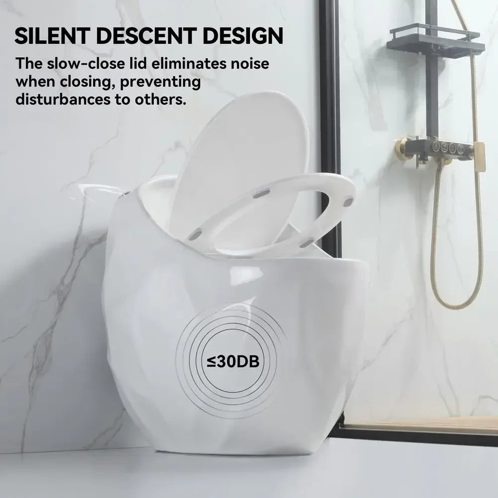 One Piece Toilet Egg Shaped Toilet Bowl amp 1.6 GPF Siphon Flush, Rough in 12 Inch Small Toilets for Small Bathroom Modern Toil