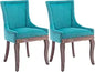 Modern Dining Chairs Set of 2 - High Back Upholstered Fabric Chairs with Solid Wood Legs for Dining Room