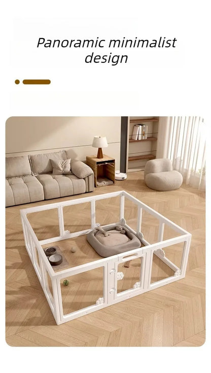 Transparent Pet Fence Indoor Small Dogs Enclosure Free Combination Anti-Escape Puppy Playpen Sturdy Pet Barrier Cage with Door