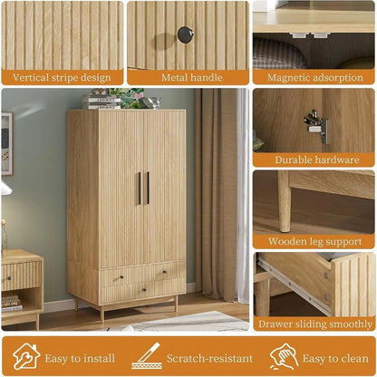 Armoire Wardrobe Closet, with Drawers , Wardrobe Cabinet with Hanging