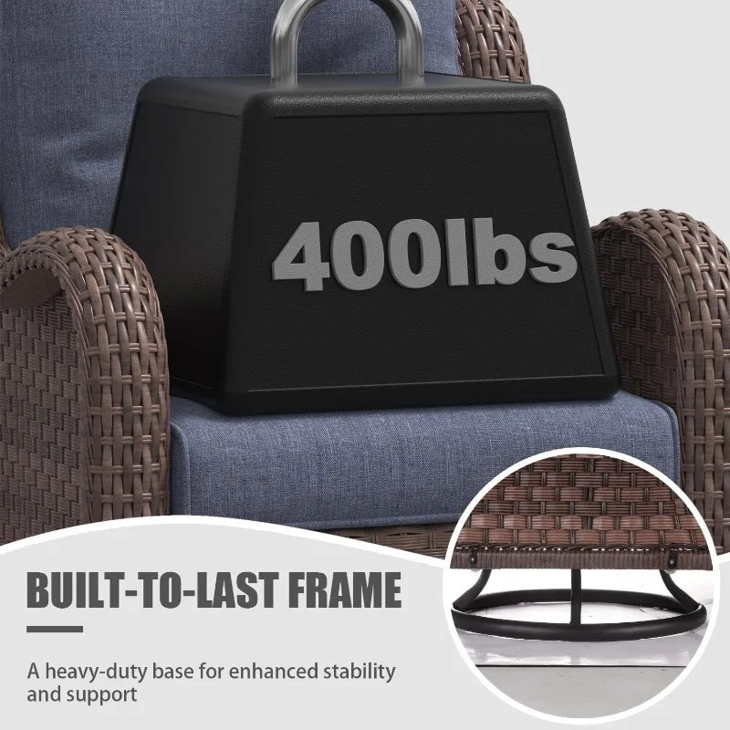 7 Pieces Outdoor Patio Furniture Set with Fire Pit Table, Rattan Wicker Sectional Swivel Rocker Chairs Sets with Ottoma