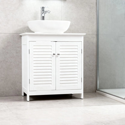Bathroom Sink Cabinet Sink Storage Cabinet with 2 Doors and Shelf MDF Modern Freestanding Under Sink Bathroom Cabinet for Home