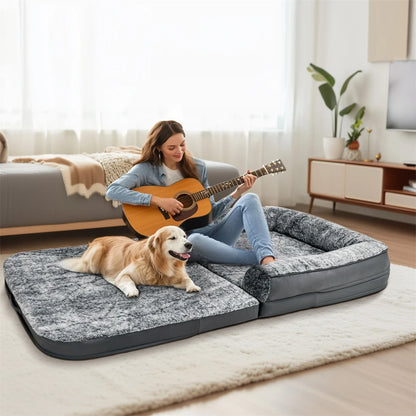 giant Human-Size Giant Dog Bed Foldable Calming Pet Dog Bed Plush Cover Orthopedic