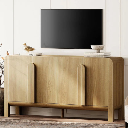 63" W Large Buffet Sideboard Cabinet with Storages, Modern Buffet Table Coffee Bar Wine Bar Storage Curved Cabinet, Customized