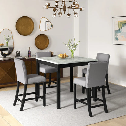 MLG 5 Piece Dining Table and Chair Set,4 Chairs,Square Counter Height Dining Table, Mid-Century Home Table and Chair Set, Uphols