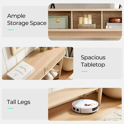 Fluted Console Table with Storage, Entryway Table Wood Entrance Tables for Front Door, Behind Couch Sofa Table with Shelves