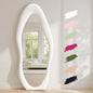 Full Length Mirror 71"x30" Irregular Full Body Wall Mounted Floor Mirror Without Stand Ivory Flannel Wrapped Frame Leaning Hangi