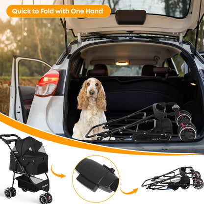 3 in 1 Pet Stroller with Removable Carrier Folding Stroller for Small/Medium Dogs and Cats Waterproof All-Terrain